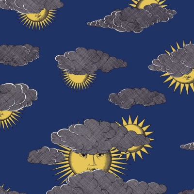 Cole & Son Soli e Nuvole Wallpaper in Yellow & Blue